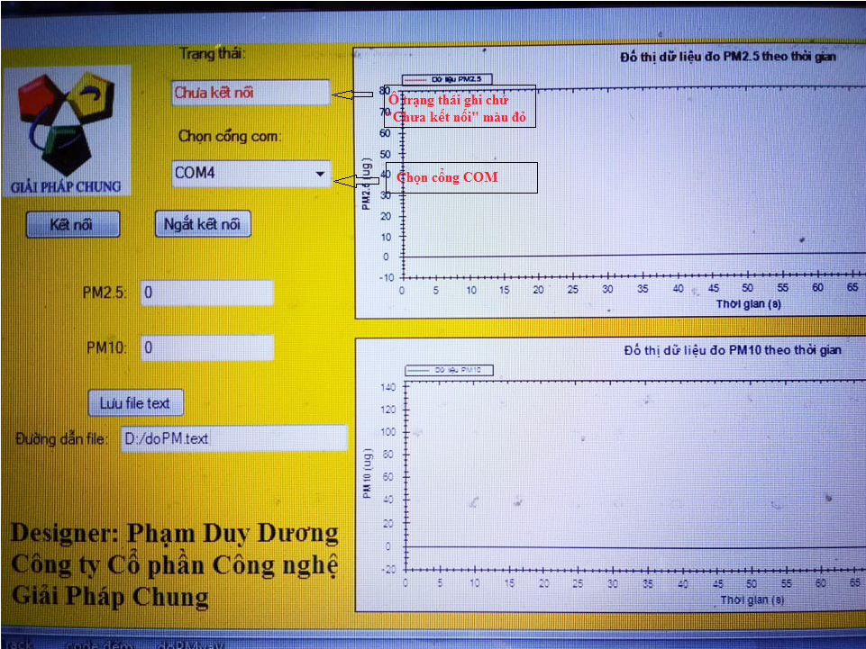 Thiết bị đo nồng độ bụi môi trường PM2.5 và PM10 theo biểu đồ thời gian thực